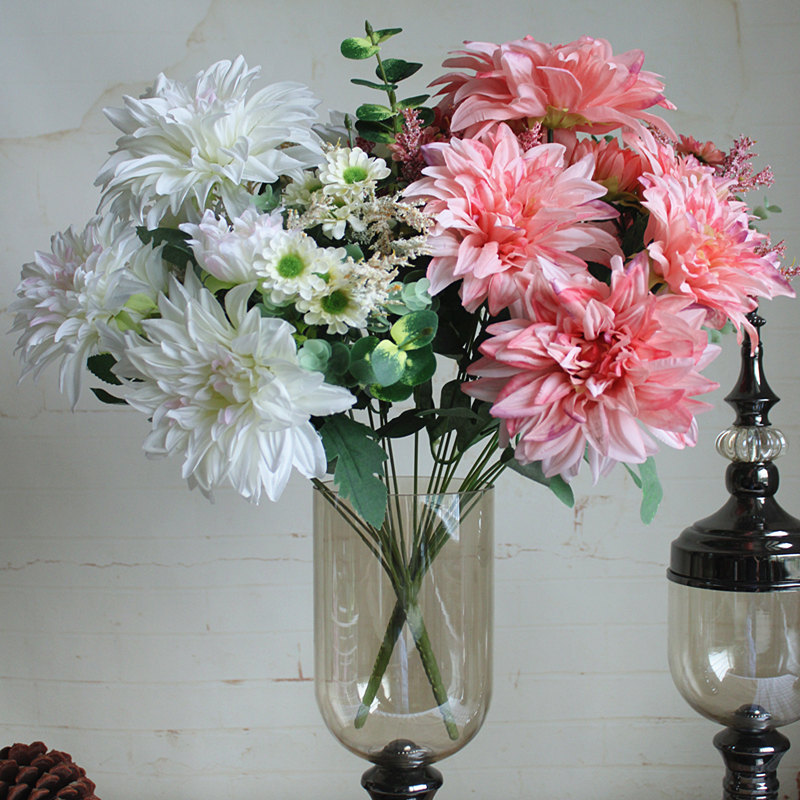 

Large Dahlia bouquet Artificial flowers or fall wedding decor Xmas party decoration silk fake Flower Dahlia flores