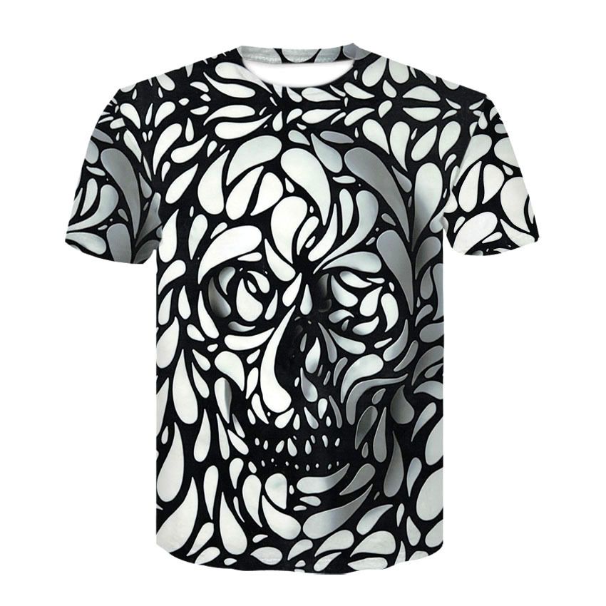 

Spring Summer New Pattern European Wind 3d Personality Human Skeleton Printing Leisure Time New Fashion T-shirt Short Sleeve, D - 184