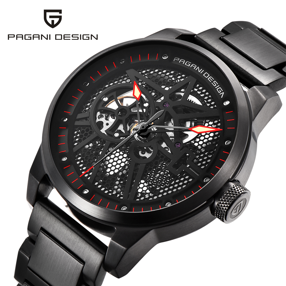 

Fashion Luxury Brand Pagani Leather Tourbillon Automatic Watch Men Wristwatch Men Mechanical Steel Wristwatches Relogio Masculin, Black
