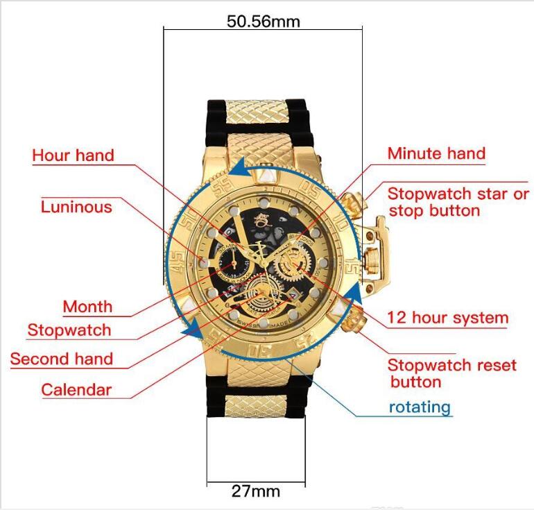 

Top quality swiss cosc INVICTA unbeaten model Super rotating dial Stopwatch Luminous Calendar chronograph Men's Multifunction Quartz watch