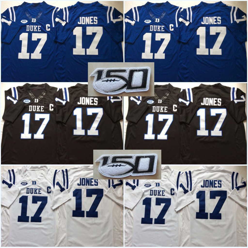 

150TH #17 Daniel Jones Duke Blue Devils Blue White Black Color 2019 New Style College Jerseys Stitched Jersey Can Mix Order Free Shipping