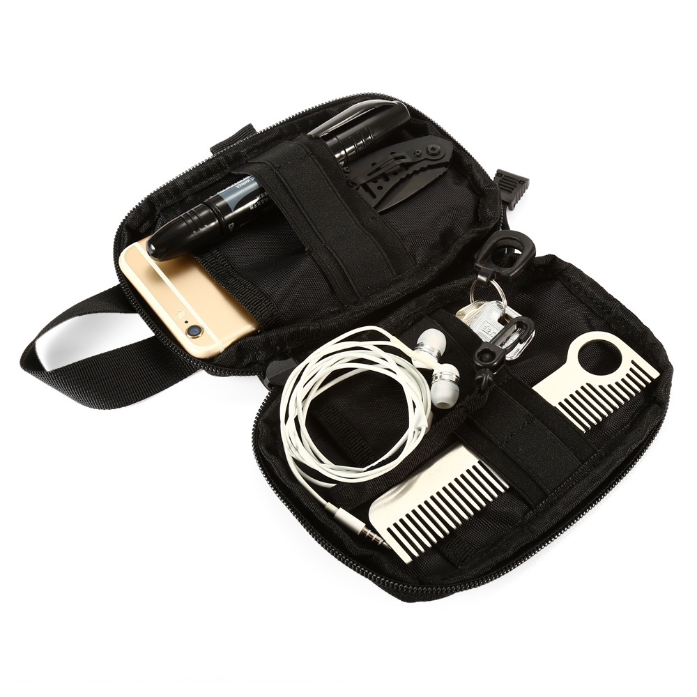 

Tactical Molle Bag EDC Makeup Storage Pouch Sports Hunting Pack Belt Bag, Black