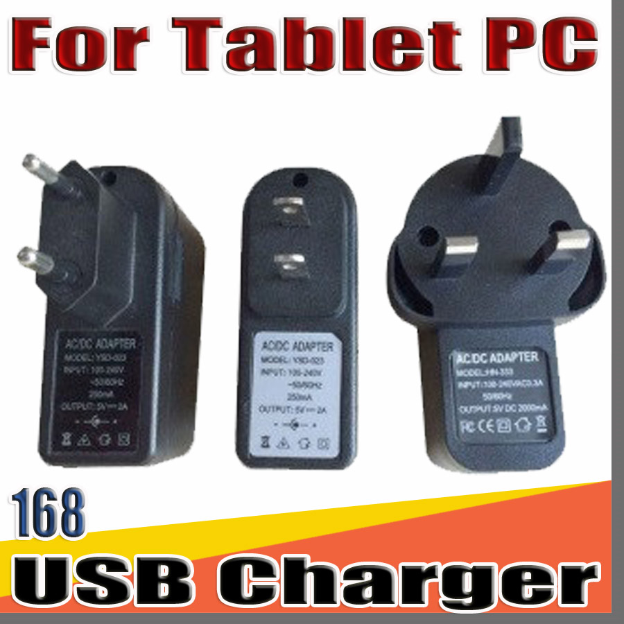 

168 EU US UK Plug Universal USB Charger AC Power Adapter for Q88 A33 3G 4G 7 9 10 inch Tablet PC Cell phone 5V 2A C-PD