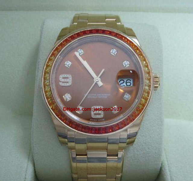 

Christmas gift High Quality Wristwatches Womens Dress Styles orange watch Yellow Gold Perpetual 39MM 86348