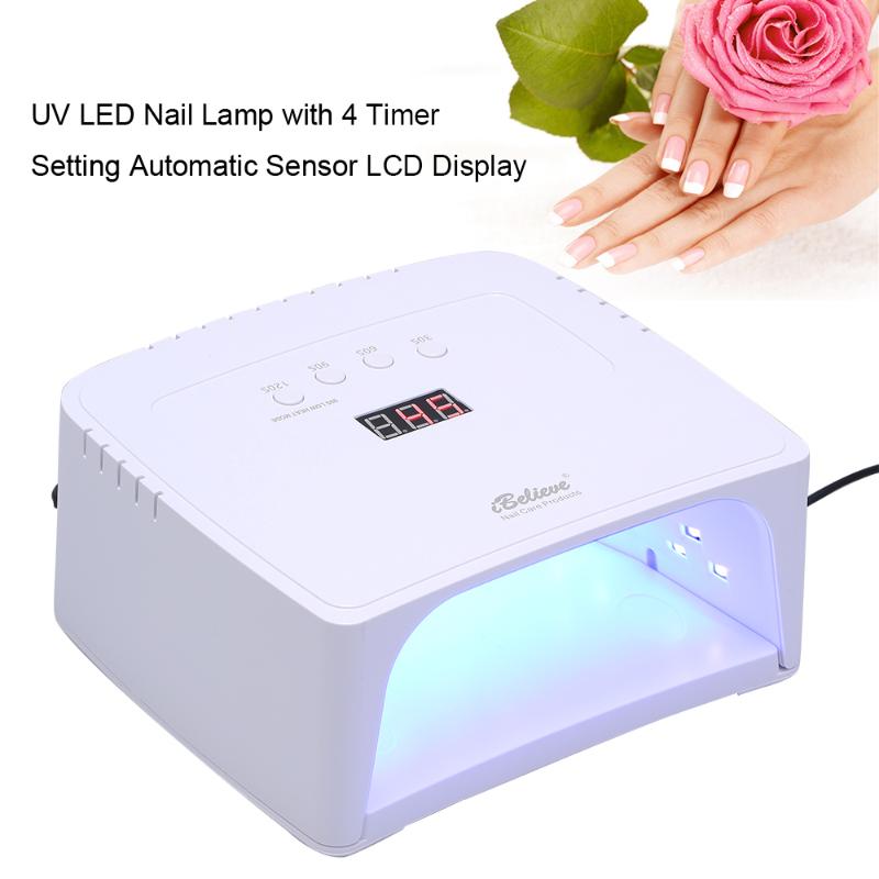

48/60W UV LED Nail Lamp Nail Dryer with 4 Timer Setting Automatic Sensor LCD Display, As pic
