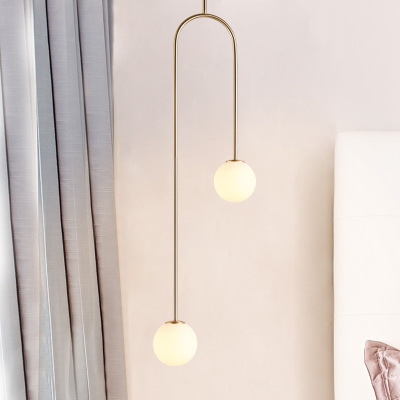 Nordic Postmodern Restaurant 2 Glass Lamps Chandelier Hotel Room Bedlamp Bar Designer Lamp Pendant Lights-image-458651925