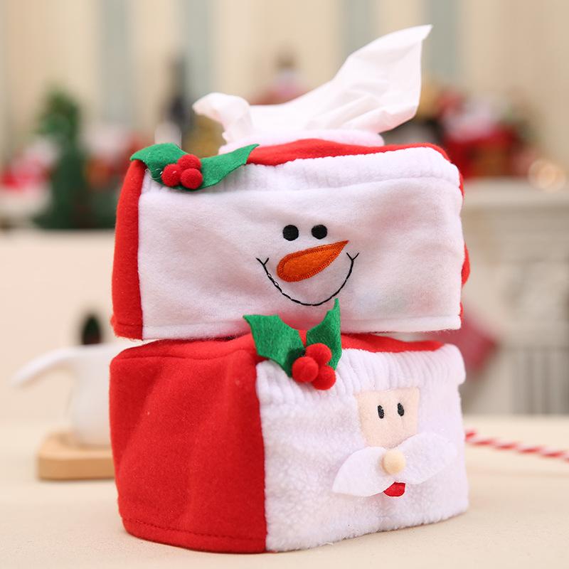 

New Year Santa Claus Snowman Pattern Christmas Decoration Napkin Holder Tissue Box Cover Dinner Party Supplies for Home Decor