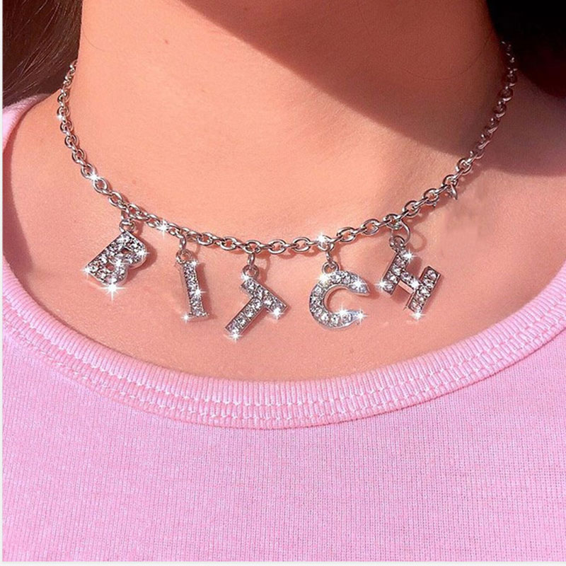 

KMVEXO Letter Crystal Angel Necklaces Women Jewelry Couple Gift 2020 BABY HONEY Rhinestone Pendant Necklace Femme Wedding Party