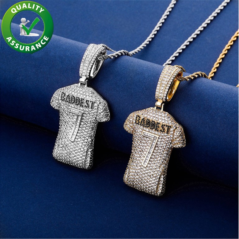 

Mens Iced Out Hip Hop Chain Pendants Luxury Designer Necklace Gold Silver No. 7 jersey Pendant Charms Bling Diamond Stetement Accessories