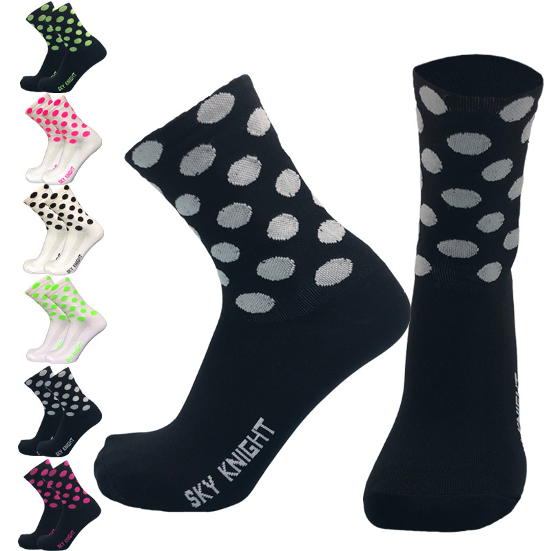 

SKYKNIGHT Compression Dot Cycling Socks Men Women Running Socks Sports Bicycle Bike, Black white