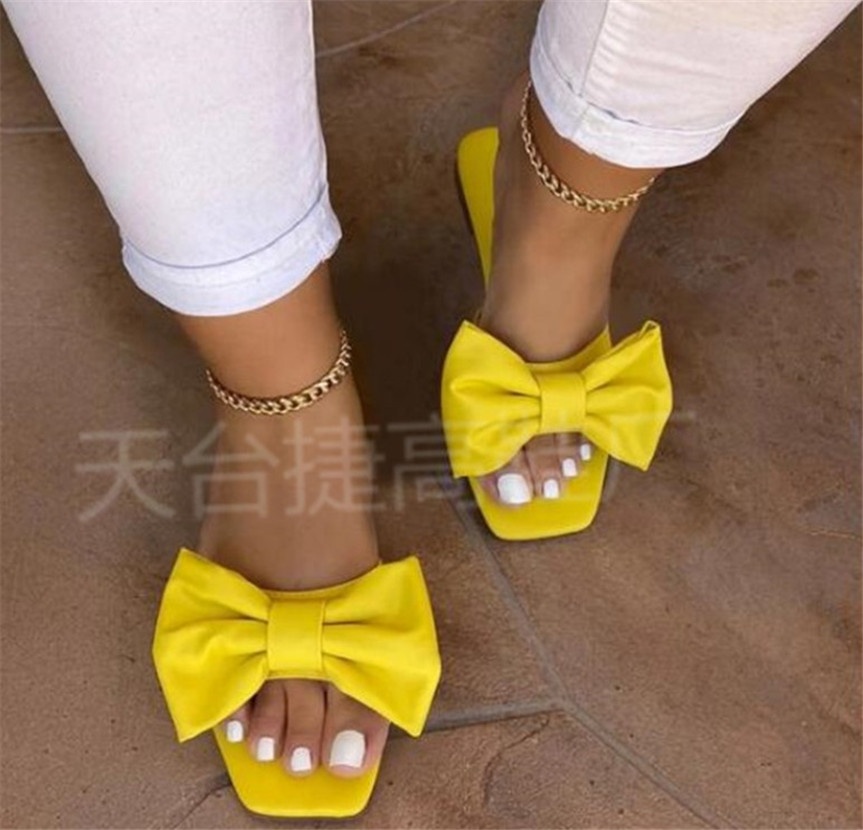 

Hot Ladies Slippers Flat Bow Sandals Casual Beach Shoes PH-CFY20061839, White
