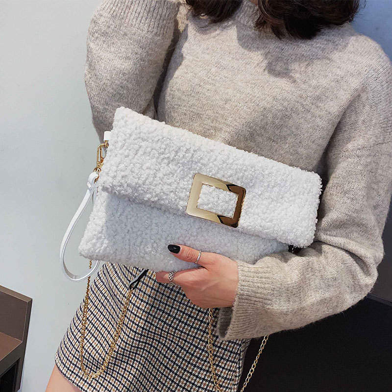 

New Plush Bag New Fashion Handbag Shoulder Messenger Bag, Black