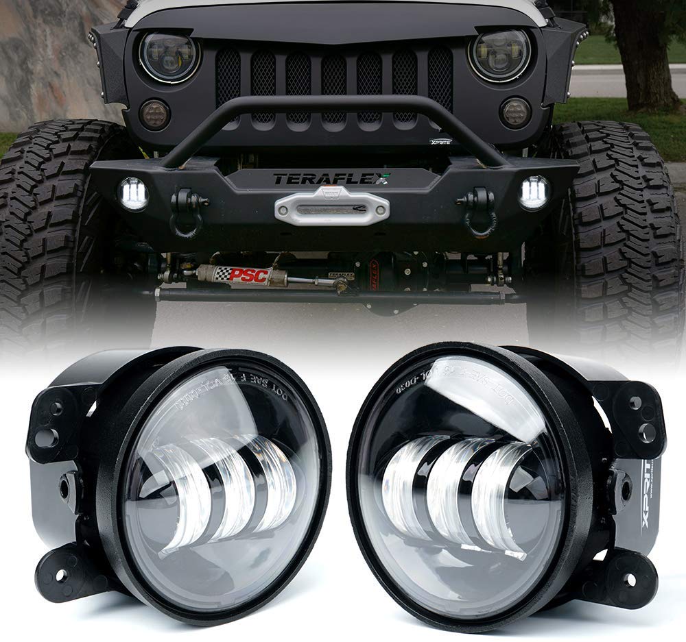 Phares antibrouillard LED 4 "pouces pour Jeep Wrangler JK JKU TJ LJ JL Gladiator Edition Rubicon Sahara Dodge Chrysler Cherokee