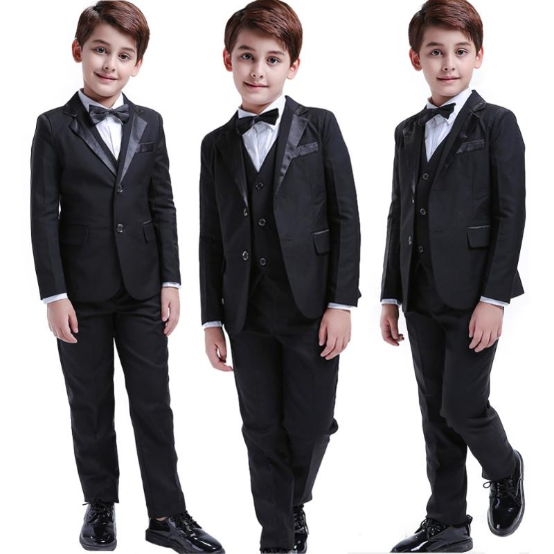 

3 Pcs Black Toddler Boys Suits Wedding Formal Children Suit Tuxedo Dress Party Ring bearer