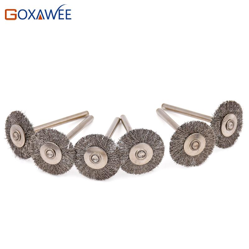 

GOXAWEE 50pcs 22mm Stainless Steel Wire Wheel Brush Polishing Rotary Tool for Mini Drill Dremel Polishing Abrasive Tools