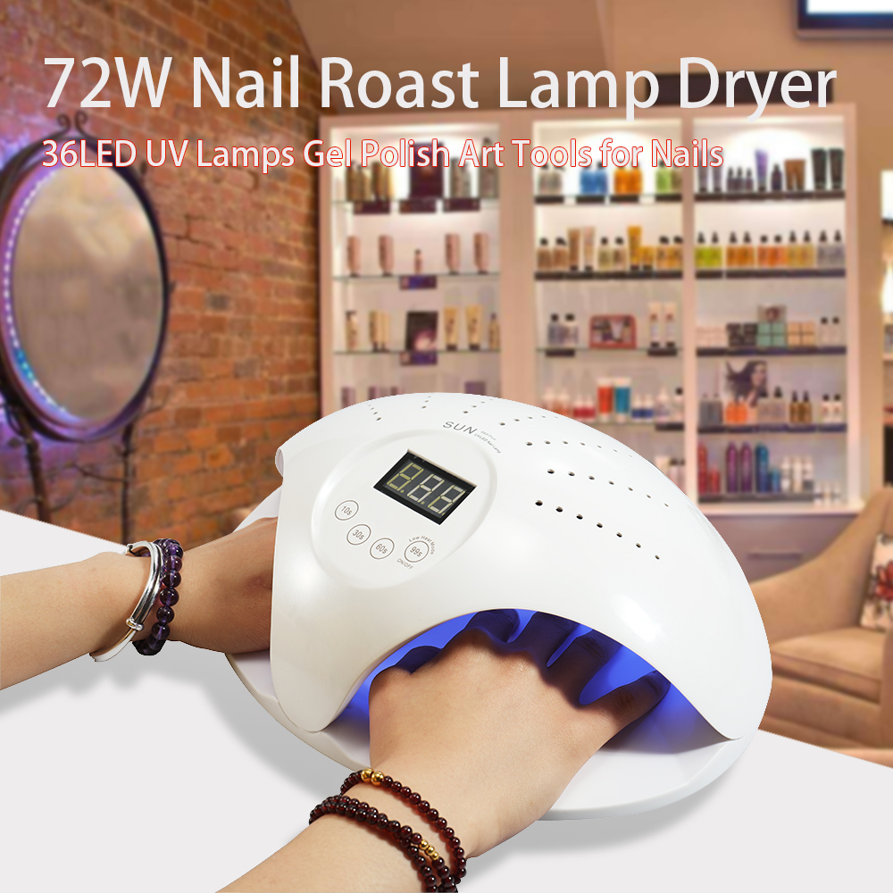 

SUN 48W/72W Dual LED UV Lamp Dryer UV LED Lamp Nail Gel Dryer Lampa Manicure for All Gels Nail Kit lampara, Eu plug white