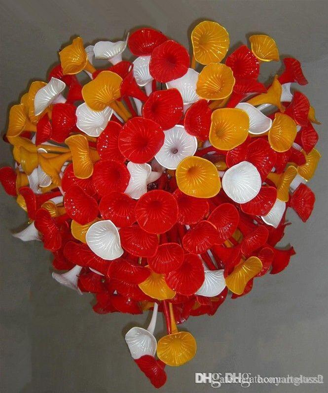 

Free Shipping 100% Mouth Blown Borosilicate Contemporary Murano Glass Chandelier Flower Lighting Modern Dinning Room Glass Pendant Lamps