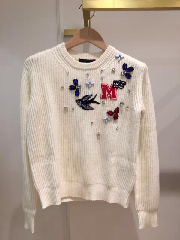 

16 Sweet Multiple Su Luxury Nail Beads Knitting Shirt Sweater, White