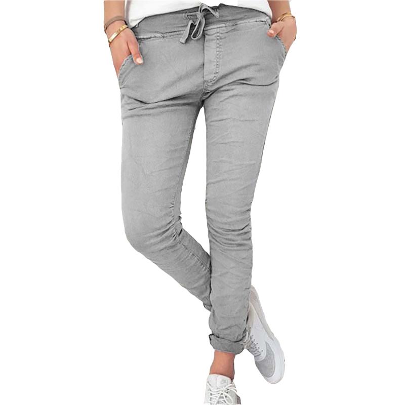 

Women' Cotton Fashion Casual Slim Fit Trousers Elastic High Waist Full Length Casual Trousers Women Pencil Pant, Black