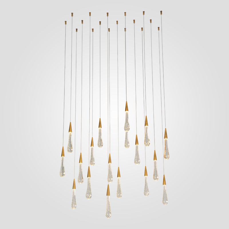 Luxury Water Drop Crystal Pendant Light K9 Crystals Gold Chandelier Lighting for Living Room Restaurant Decoration-image-477349881