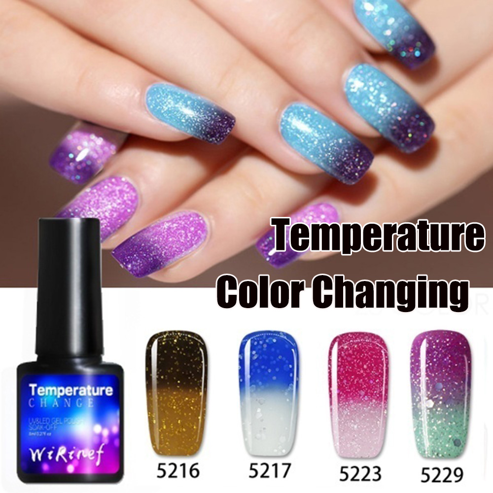 

8ml Thermal Nail Polish Glitter Temperature Color Changing Water-based Manicure Varnish Shinny Shimmer Nail Lacquer, 5216