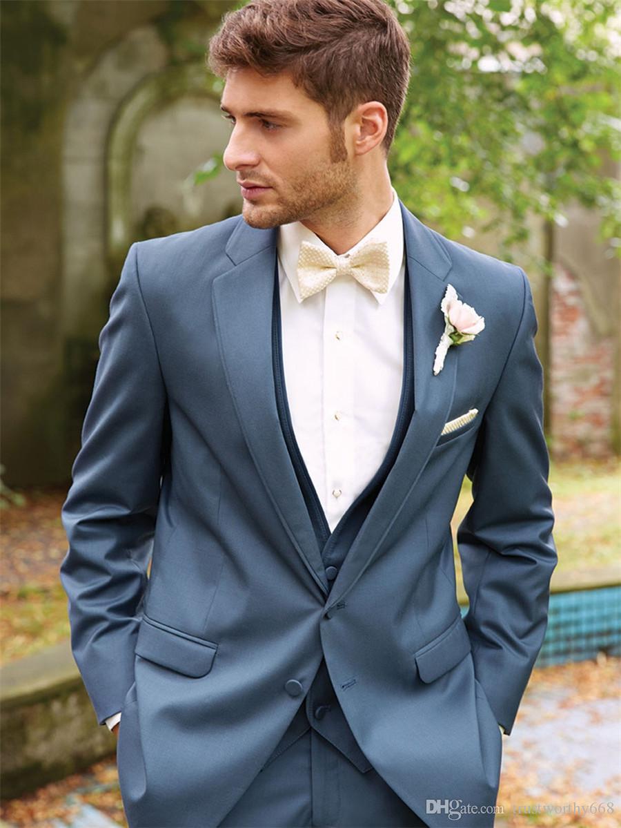 

Popular Two Buttons Groomsmen Notch Lapel Groom Tuxedos Men Suits Wedding/Prom Best Man Blazer ( Jacket+Pants+Vest+Tie) 636, Same as image