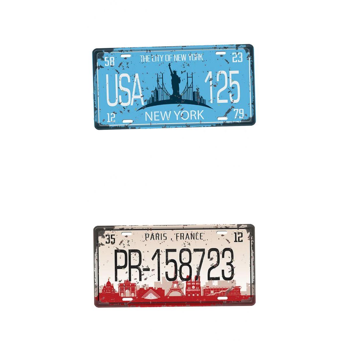 

2pc retro usa/pr tin sign plaque workshop pub tavern art decor 15x30cm