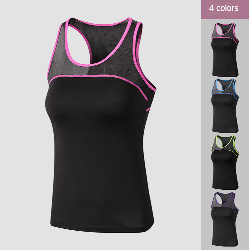 

New Yoga Tops Women Sexy Gym Sportswear Vest Fitness tight woman clothing Sleeveless Running shirt Quick Dry Yoga Tank Top, Black light blue