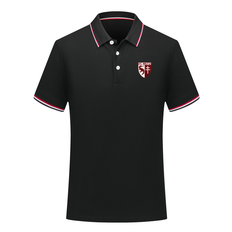 

men FC Metz Soccer Polo Shirt Football Short Sleeve polo shirt summer Fashion shirt training Polo Shirts Sports soccer jersey Men's Polos, White;black