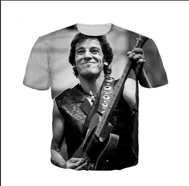 

Luxury Mens Designer T Shirts Men Women Hip Hop T Shirt 3D Print Bruce Springsteen Designer Shirt XK01, Multicolor