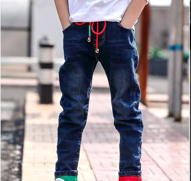 

Brand Pants Kids Trousers Fashion Boys Jeans Children Ripped Leggings Spring Denim Clothes Baby Casual Jean Infant 4 to 14 Years, Blue
