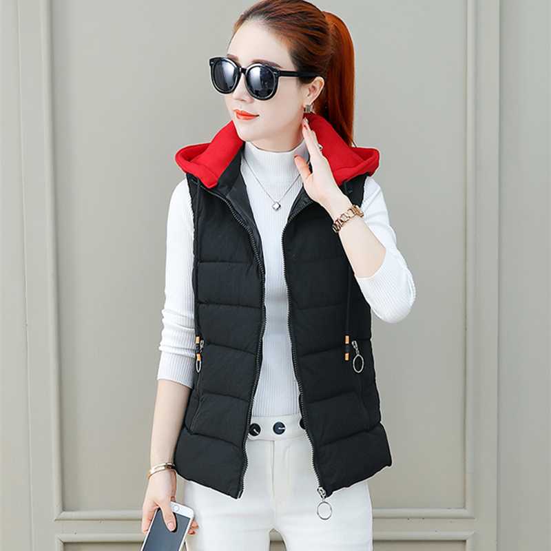 

Winter Autumn Women Cotton Vest Coats New Warm Hooded Zipper Pockets Parka Vests Jackets Lady Sleeveless Waistcoat Outwear C 615, Army green