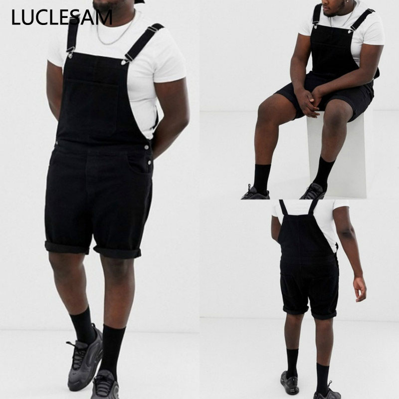 Mens Straight Overalls 2020 Summer Fashion Biker Shorts Distressed Cotton Work Clothes Pocket Black Short Jeans Men Slim Fit 3XL