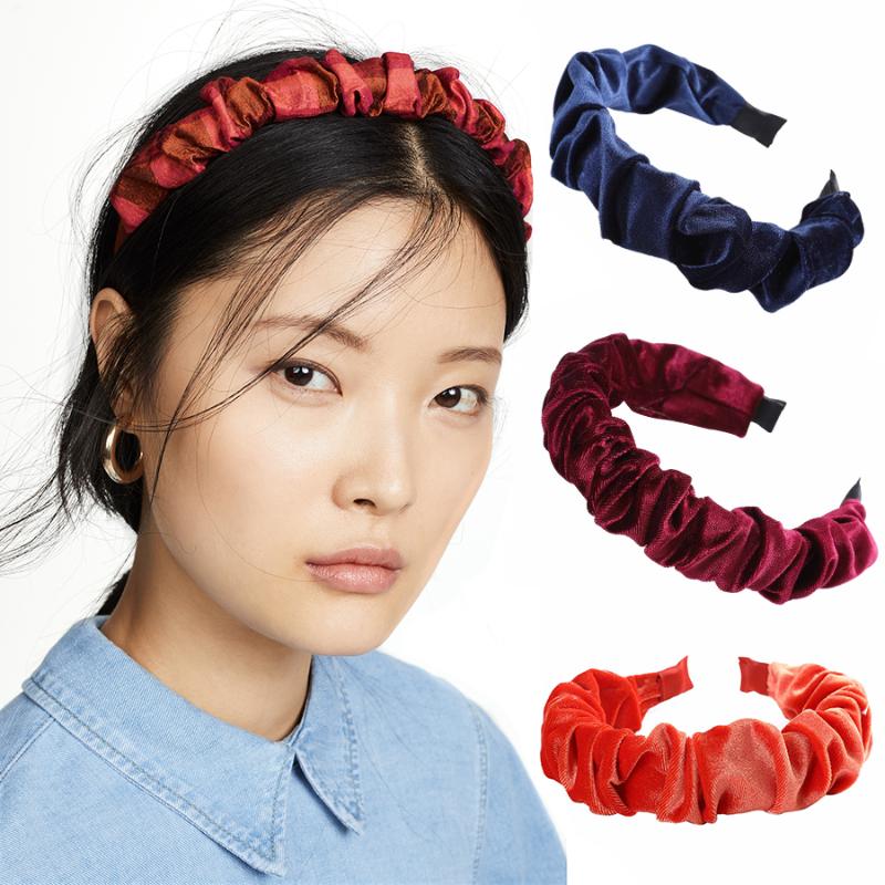 

Haimeikang Vintage Bezel Velvet Ladies Headband Solid Color Shiny Flannel Head Hoop Headdress 1 PC Fashion Hair Accessories