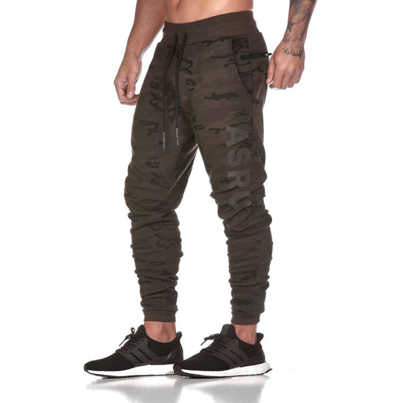 

2020 Camouflage Sport Pants Mens Running Pants With Zipper Pockets High Elasticity Slim Fit Training Joggings Men Jogger, Black
