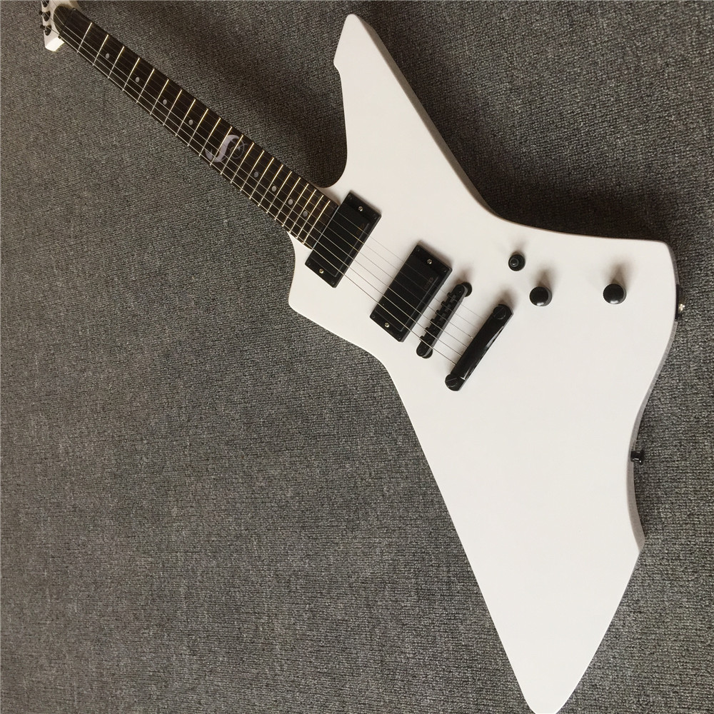

Free Shipping LTD Explorer Snake Byte James Hetfield Signature White Electric Guitar Rosewood Fretboard, 9V Battery Box Copy EMG Pickups, Bl