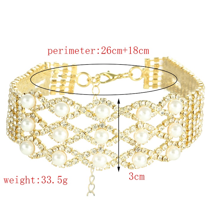 

Wholesale- popular fashion designer luxury very glittering beautiful full rhinestone diamond pearl collar choker statement necklace