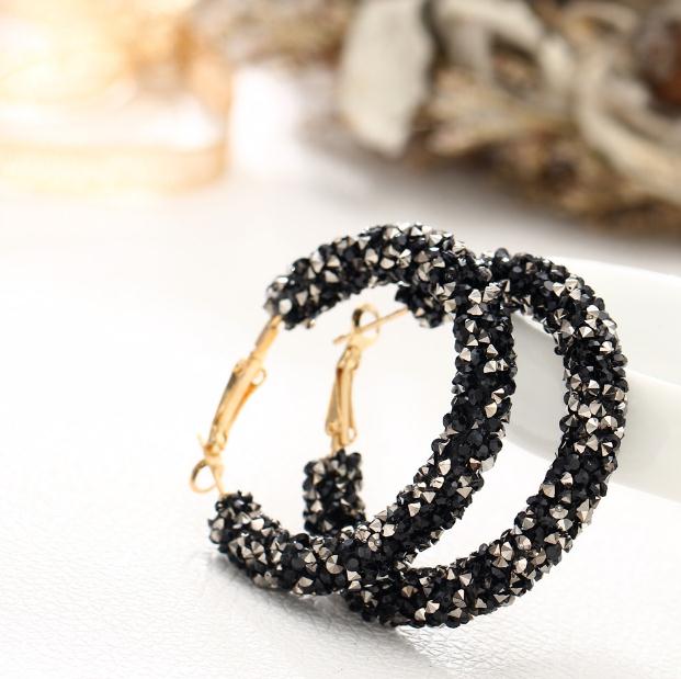 

vWholesale- simple ear rings personality retro exaggerated earrings wild circle crystal ear rings female super nice