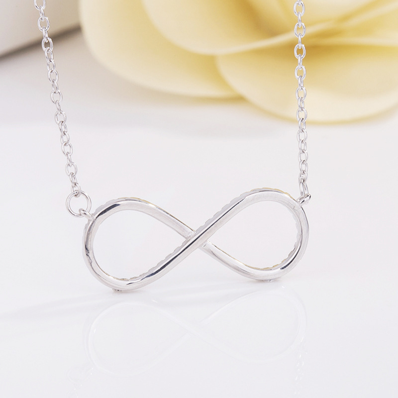 

Fashion Infinite Love Clavicle Necklace for Women Minimalist S925 Sterling Silver 8 Word Silver Color Chain Necklace Party Love Jewelry Gift