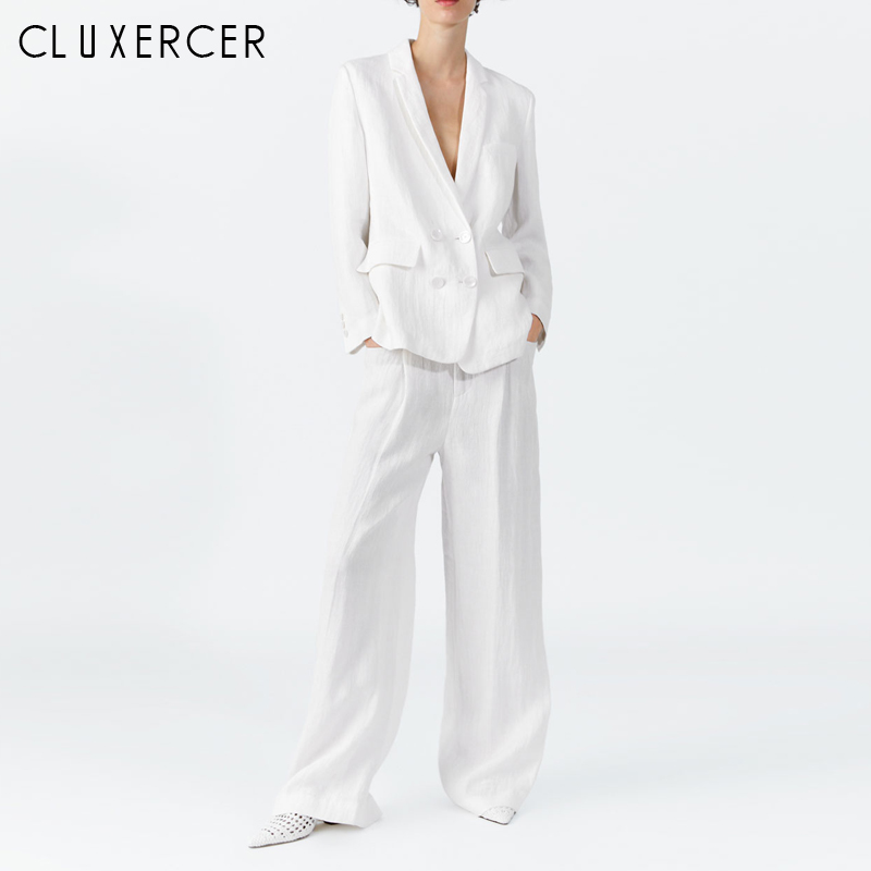 white linen womens pant suit