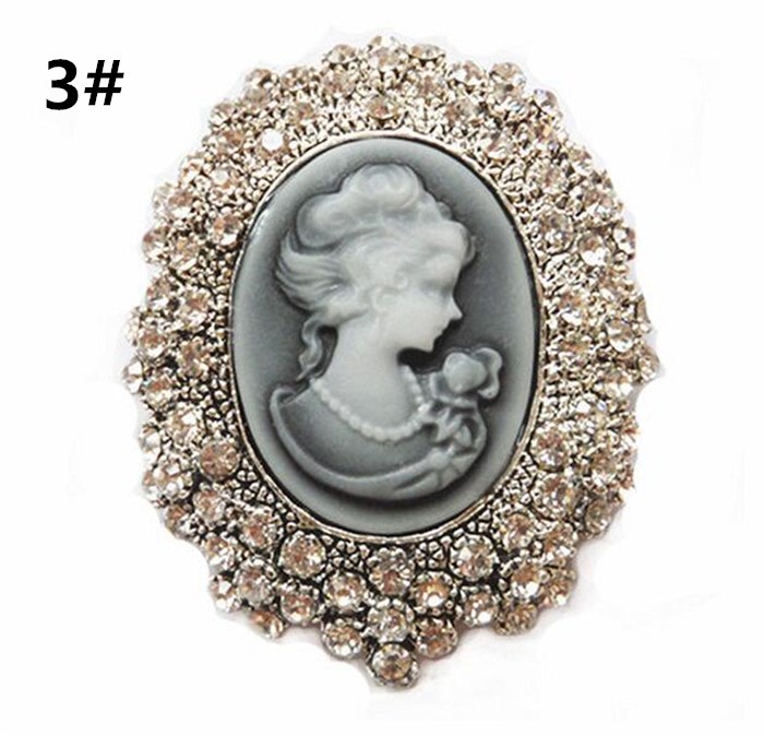 Vintage Estilo Victoriano Camafeo Colgante de cristal de Boda Fiesta de Mujer Broche Pin Fo