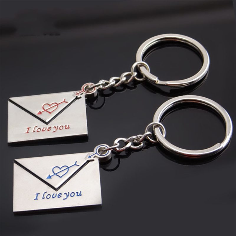 

Couple Keychains Rings Envelope Heart Arrow Charm Keyrings Holder for Men Women Fashion Car Bag Metal Key Chain Jewelry Lover Birthday Gifts