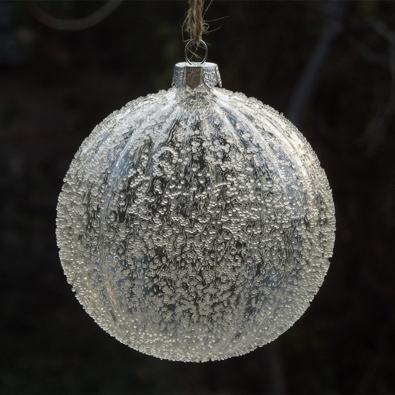 

12pcs/pack Diameter=6cm Striped Glass Ball Transparent Glass Globe with Chips Christmas Tree Pendant Ornament Ball