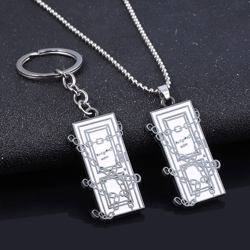 

Game Silent Hill Keychain Silver Blockade The Door To Escape Metal Metal Keyring Men Car Women Bag Acceesories