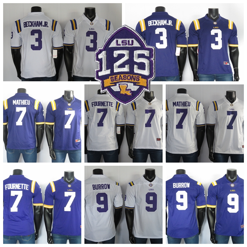 

LSU Tigers Jerseys 9 Joe Burrow Jersey 7 Leonard Fournette 3 Odell Beckham Jr 7 Tyrann Mathieu NCAA College Football Jersey Stitched, Blue beckham jr. 3