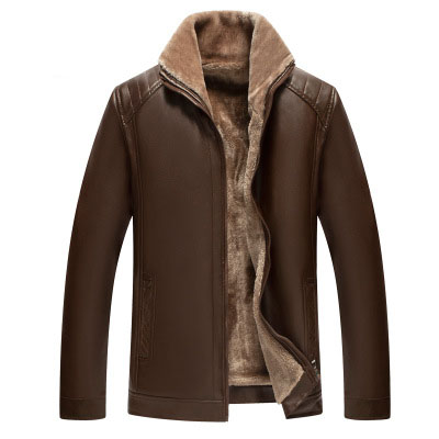 

Mens Desingner Jackets Middle-aged Fur Leather Jacket Men Plus Velvet Thickened Daddy Pu Leather Outdoor Coats 2020 Winter Top Quality, Black