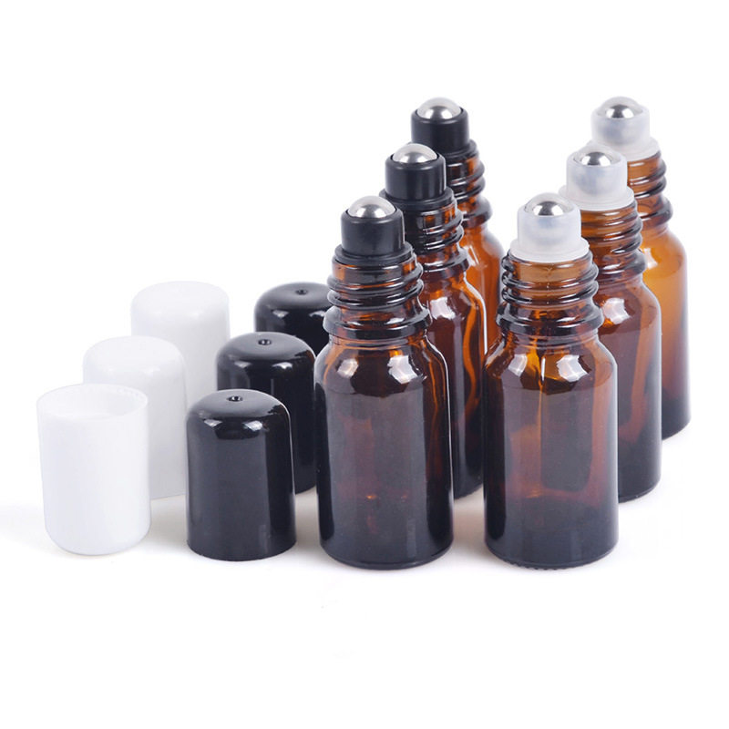 

100pcs/lot 30ml AMBER Brown Thick Glass Roll On Essential Oil Bottles Metal Roller Ball Perfume Bottles Packaging Containers