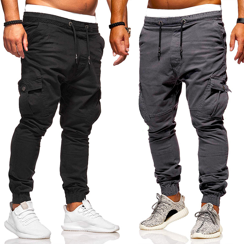 Men's cotton multi-pocket cargo pants casual jogging pants solid trousers men's trousers urban tactical combat