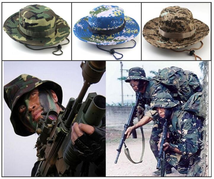 

26 style Designer Foldable Cotton Boonie Hat Sport Camouflage Jungle Military Cap Adults Cowboy Hats Fishing Packable Army Bucket Hat A0009, As photo