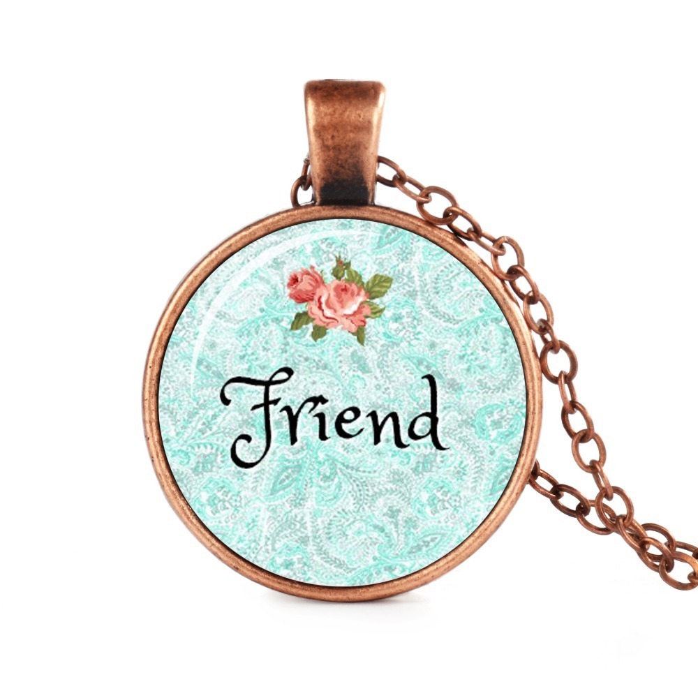 

2019 Friends Glass Dome Letter Pendant Necklace Antique Brass Chain Necklace Christmas Jewelry Weeding Gifts Drop Shipping, Silver